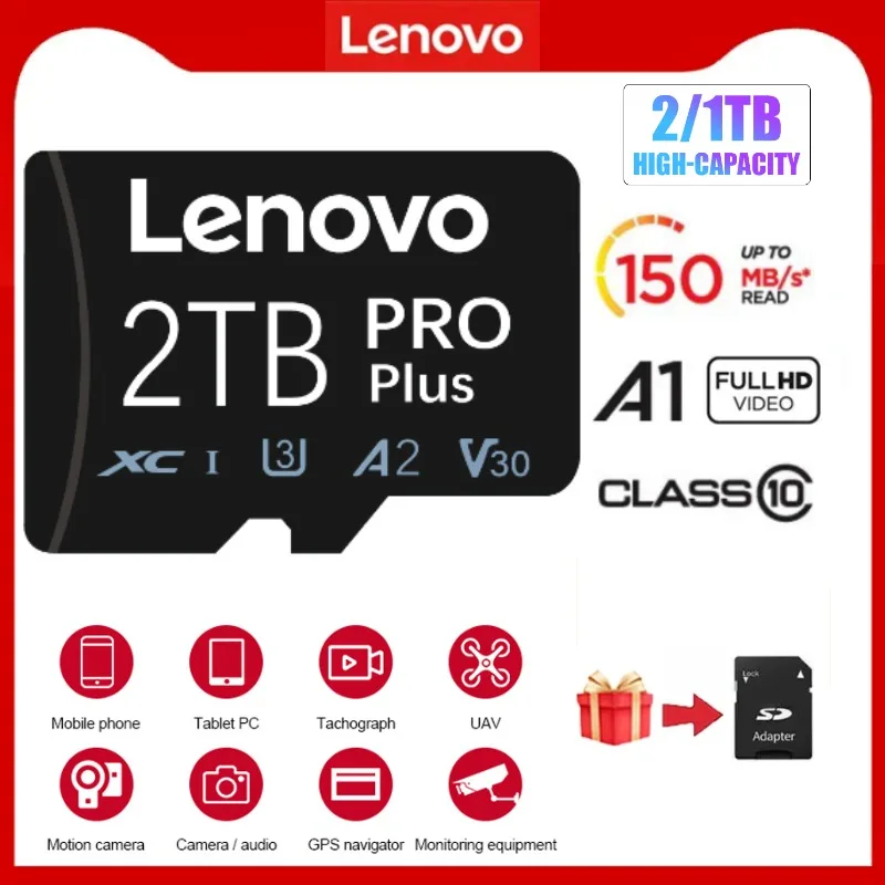 Scheda di memoria Lenovo da 2TB scheda SD Micro Tf di grande capacità da 512GB ad alta velocità espansione cartao De Memória adatta Video 4K Ultra-HD