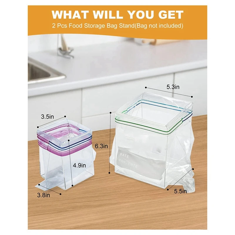 Supporto per borsa con chiusura a cerniera da 2 pezzi supporto per Rack largo per borsa per la preparazione degli alimenti vivavoce per versare gli avanzi S