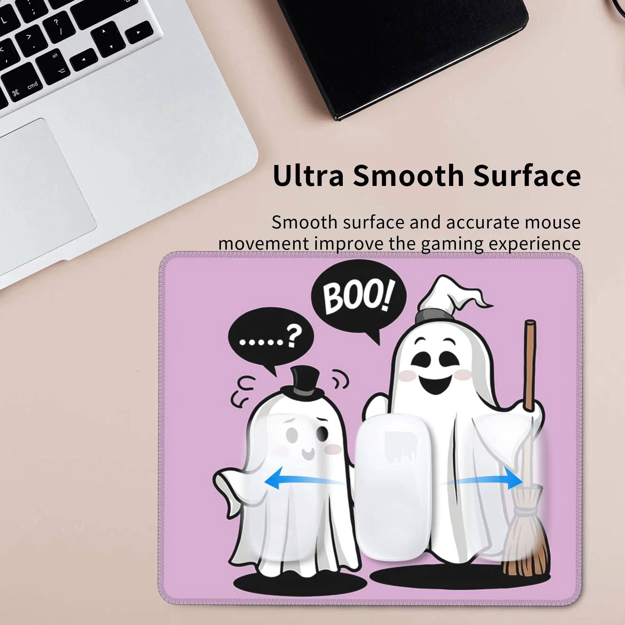 Adorable Two Ghosts Motif Mouse Pad Computer Keyboard Mouse Mat Gamer PC Laptop Desk Mat Office Accessories Table Mats