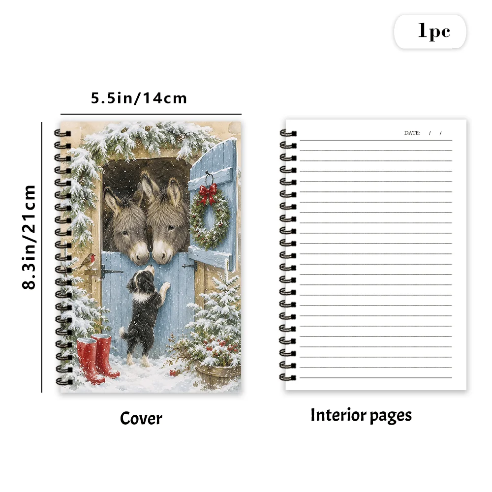Winter Donkey Themed Notebook 1pc, Blank Lined Pages, Ideal Gift for Note-Taking, Inspiring for Everyone, Perfect for Students