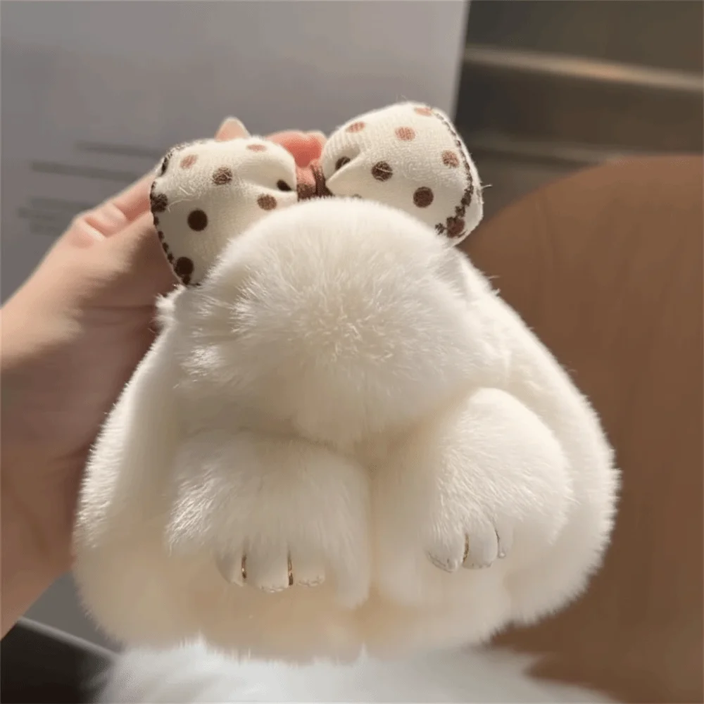 Fashion Soft Rabbit Keychain Hair Bow Rabbit Fur Rabbit Keychain Mini Rabbit Pink Rabbit Rabbit Key Ring Stuffed
