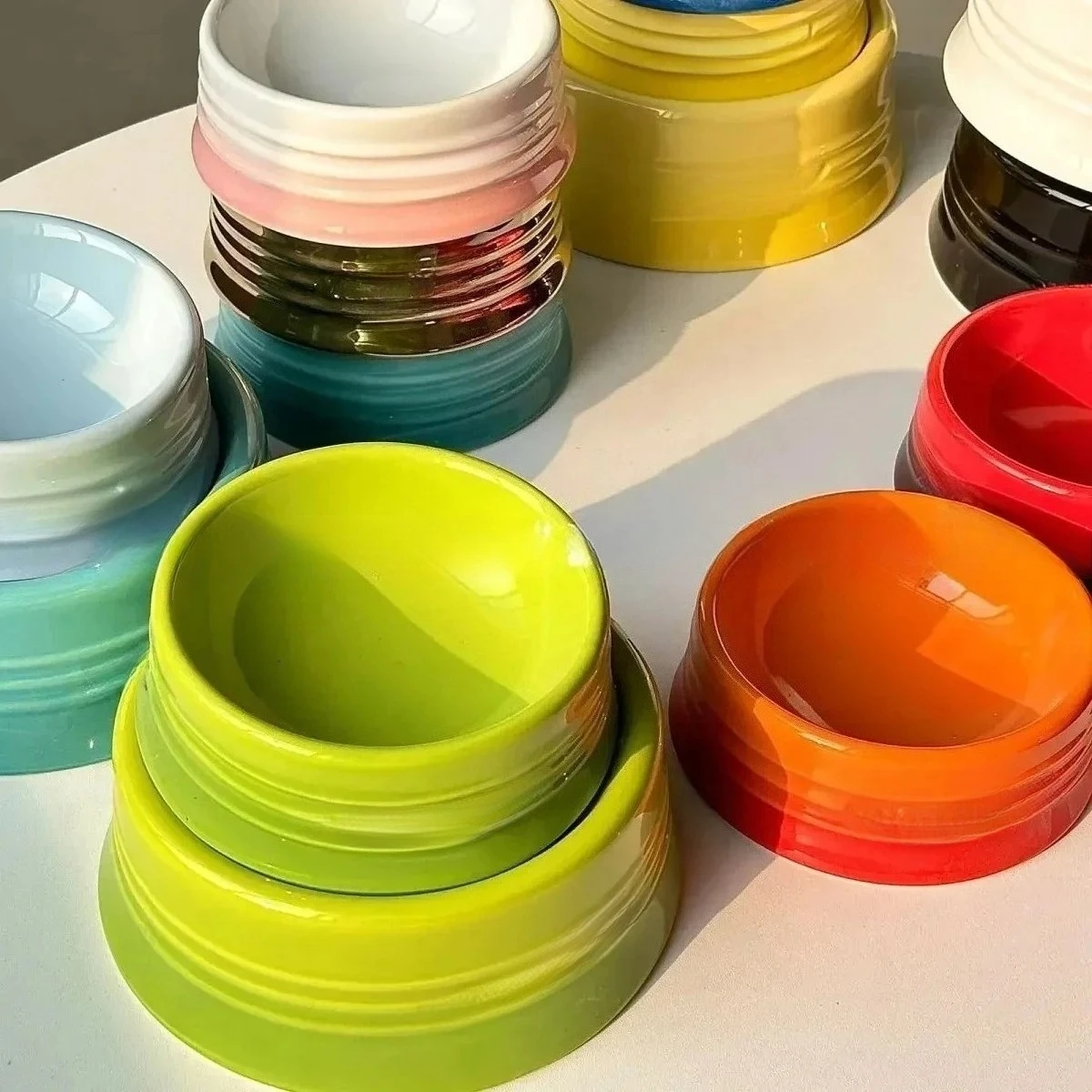 

Colored Short Footed Cat Snack Bowl, Anti Spill Pet Bowl, Neck Protection Dog Water Bowl Cat Supplies