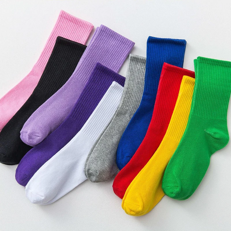 

Unisex Women Men Socks Middle Tube Socks Solid Candy Color Cute Cartoon Girl Socks Cotton Comfortable Short Ccew Sock Wholesale