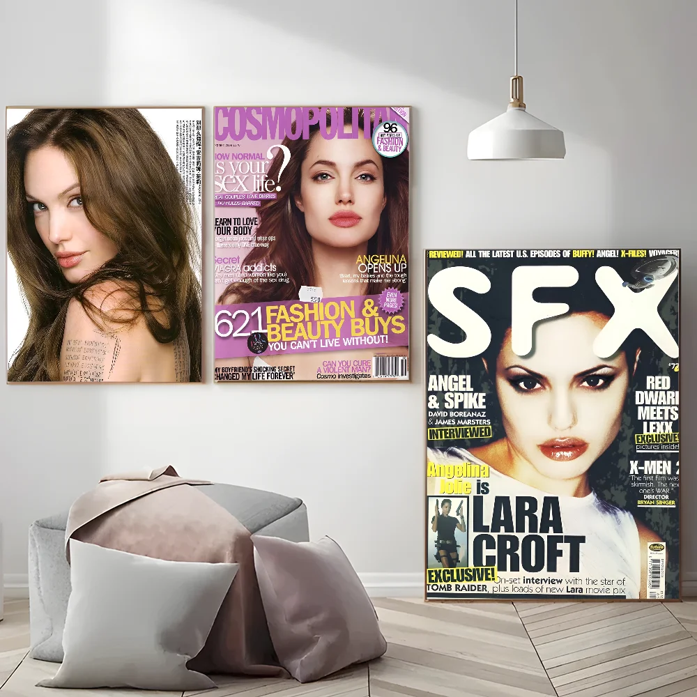 ملصقات لاصقة لفيلم أنيمي لديكور المنزل ، ملصق أنجلينا جي جولي ، غرفة عتيقة ، بار ، مقهى ، ديكور شمالي #4