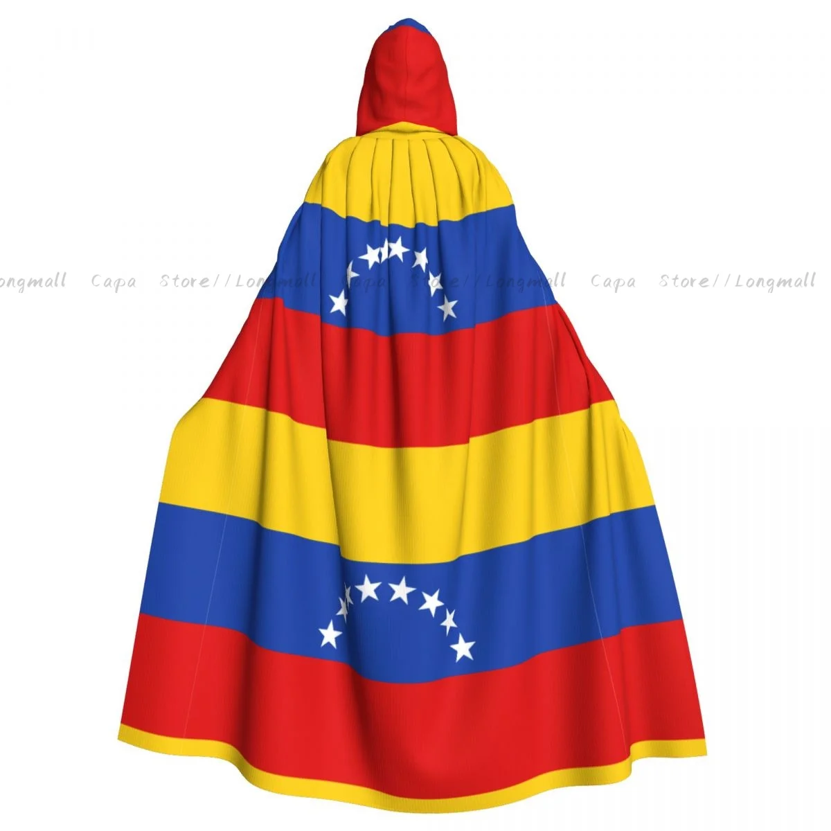 Venezuelan Flag Hooded Cloak Coat Halloween Cosplay Costume Vampire Devil Wizard Cape Gown Party