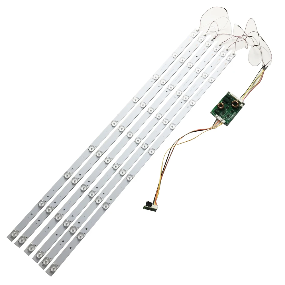 

6 pcs 760mm LED Backlight Strip 9 Lamp Lens with inverter for 37 38 39 40 inch TV Monitor billboard update CCFL 12V input