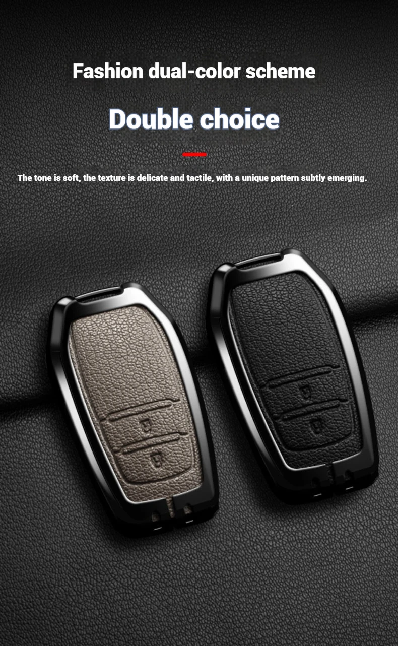 Passende Schlüsselhülle aus Zinklegierung und Leder für Toyota CHR Hilux Fortuner Land Cruiser 200 Camry Corolla Crown RAV4 Highland – Detail 6