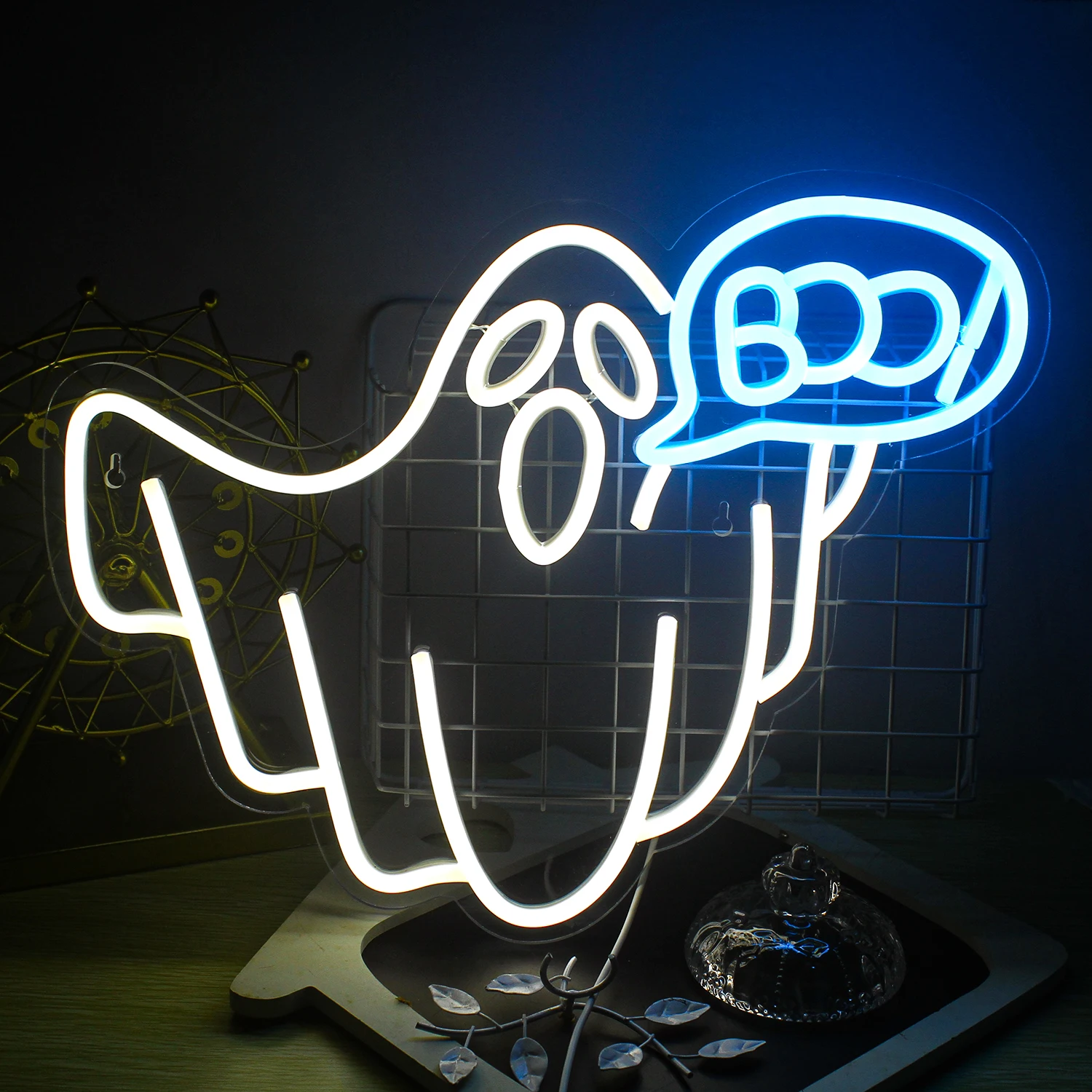 

Boo Ghost Neon Led Sign Spooky Neon Lights Dimmable Wall Lamp Room Decoration For Beer Bar Party Club USB Powered Light Up Signs