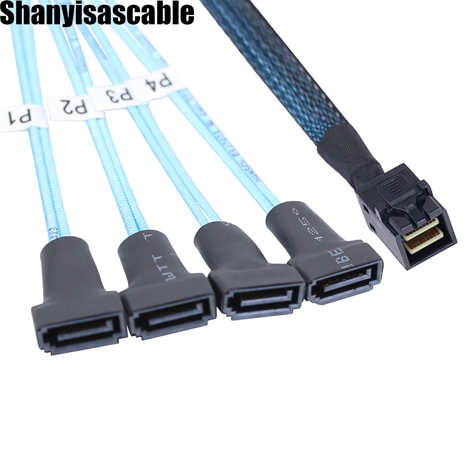 0.5M Internal Mini SAS HD SFF-8643 cord 36P male to 4 SATA 7P male server cable