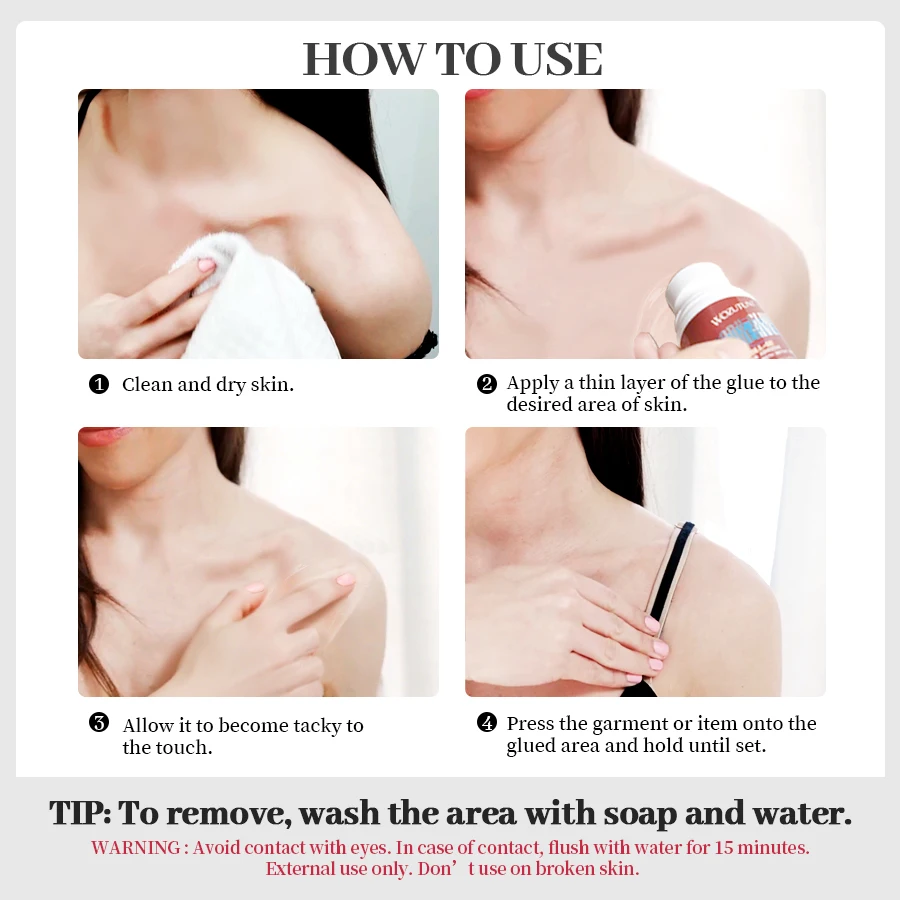 Roll-On Body Adhesive 60ml, Sweat Resistant Hypoallergenic Skin Glue for Stage Performance Dancewear Ballerinas Dancers view 6