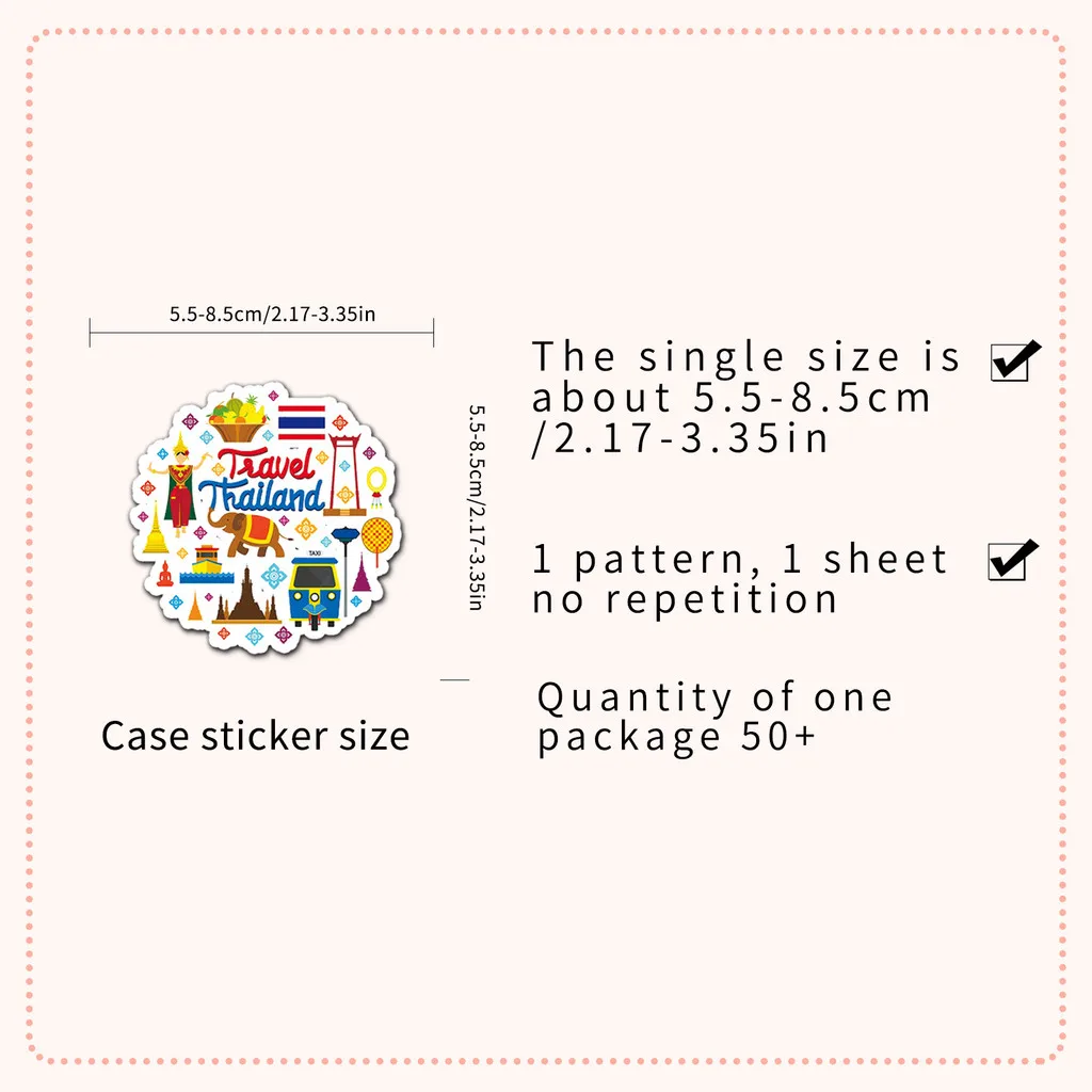 50 Pieces Thai Travel Scenery Handbook Stickers - Waterproof Decorative Decals for DIY Phone Cases BulingBulingStickers Store
