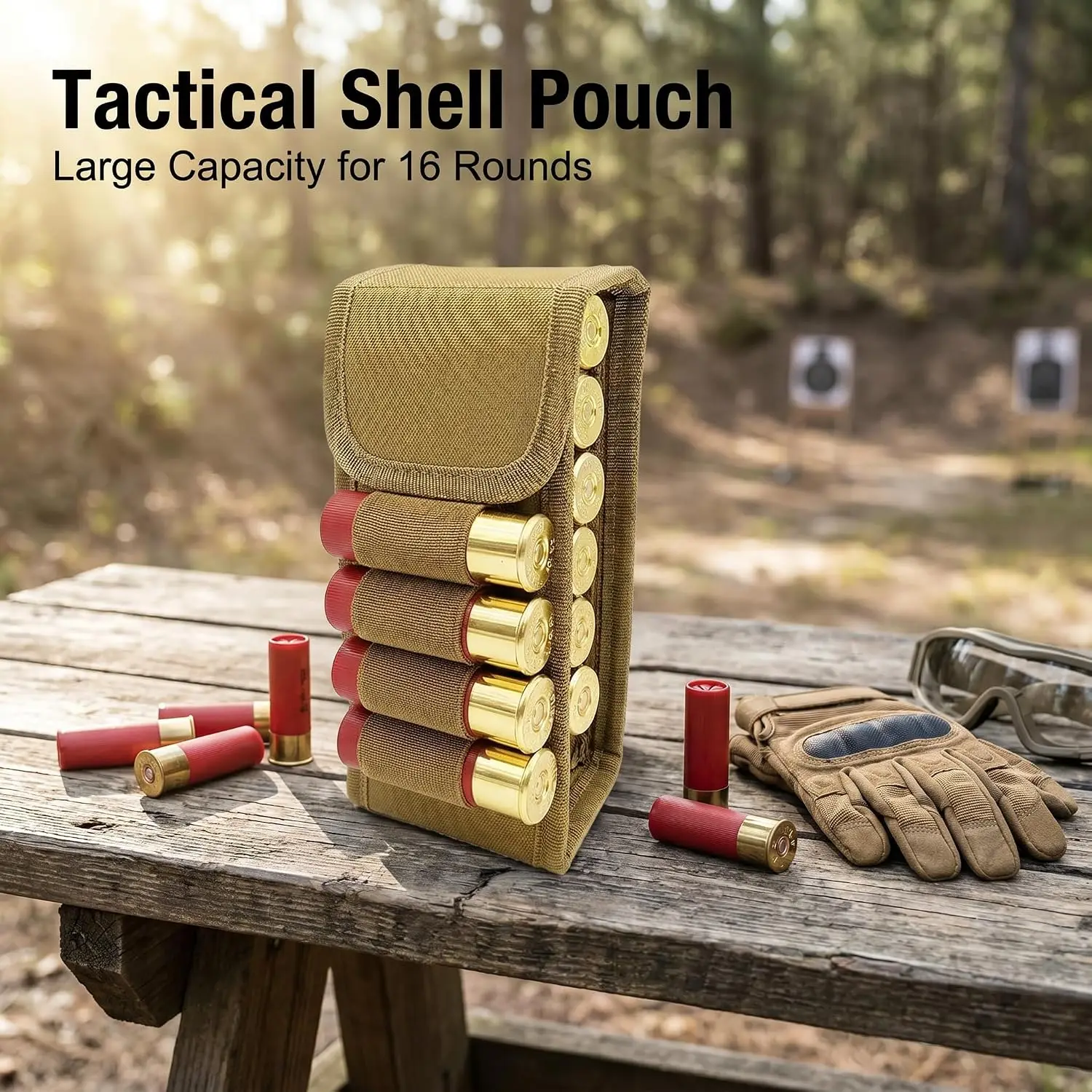 Tactical 16‑Round Shotgun Shell Holder Pouch,  Molle Compatible Ammo Storage Pouch for Hunting Shooting Outdoor Gun Accessories view 6