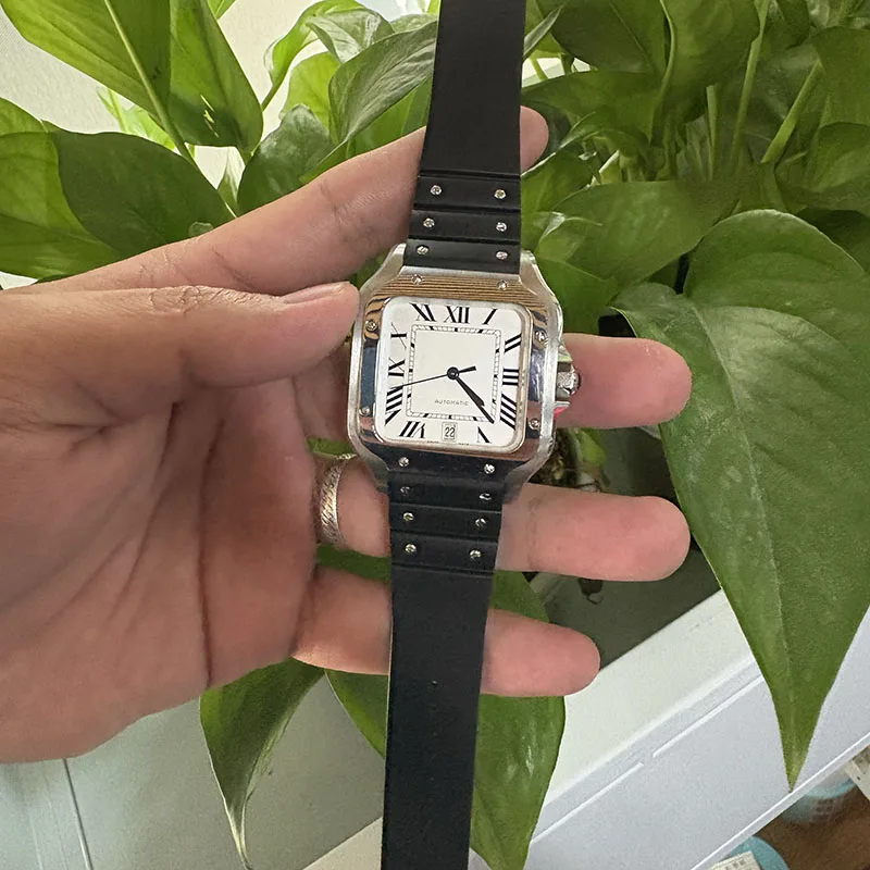 Correa de reloj de liberación rápida de 21mm para reloj Cartier con esfera de 39,8mm Santos WSSA0009 WSSA0017 serie WHSA0007, pulsera de goma para hombre