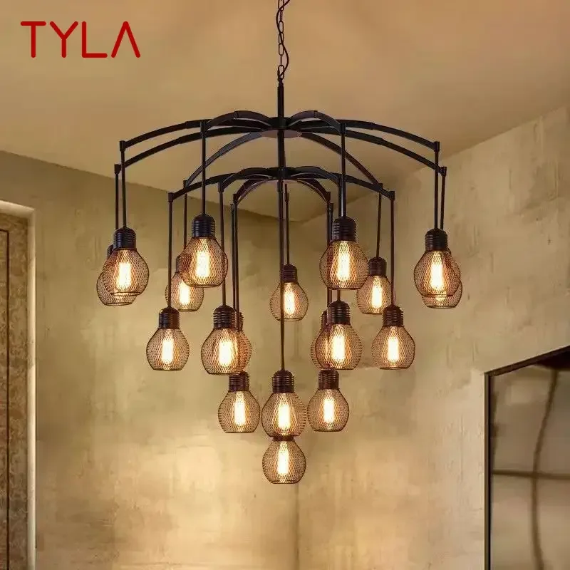 

TYLA American Retro Pendent Lamp Industrial Wind Living Room Restaurant Loft Clothing Store Cafe Bar Box Homestay Chandelier