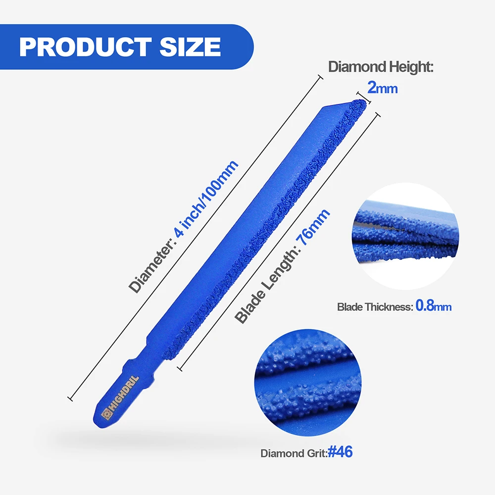 HIGHDRIL 3/5pcs Set Reciprocating Saw Blades For Plastic Fiberglass Marble Wood Length 100mm Dry Hand Saw DIY Tools T-shank