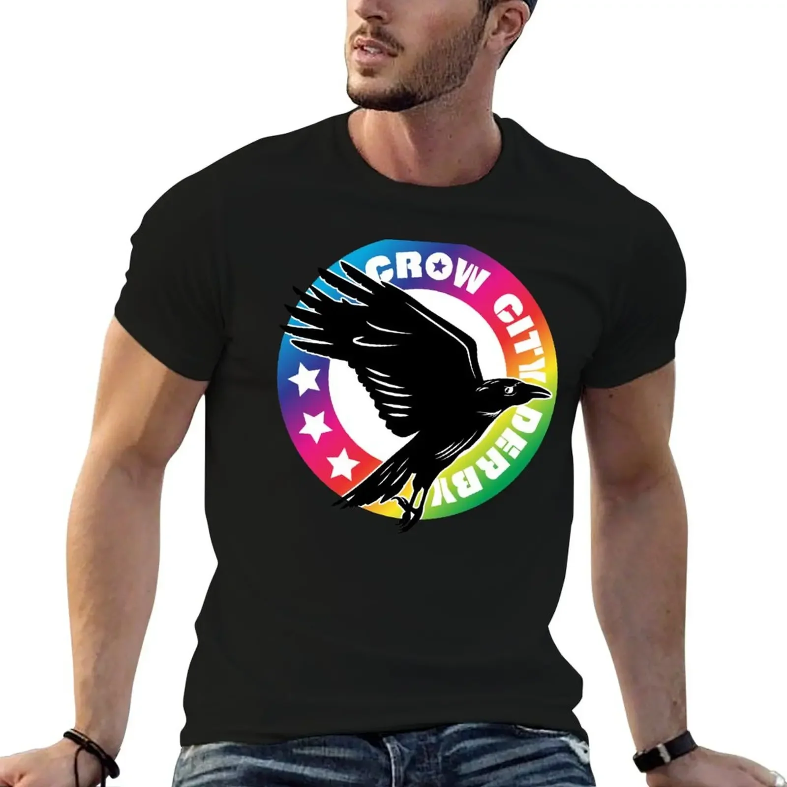 

Crow City Derby - Rainbow Logo T-Shirt affliction shirts summer 2025 luxury designer heavyweight t shirts for men