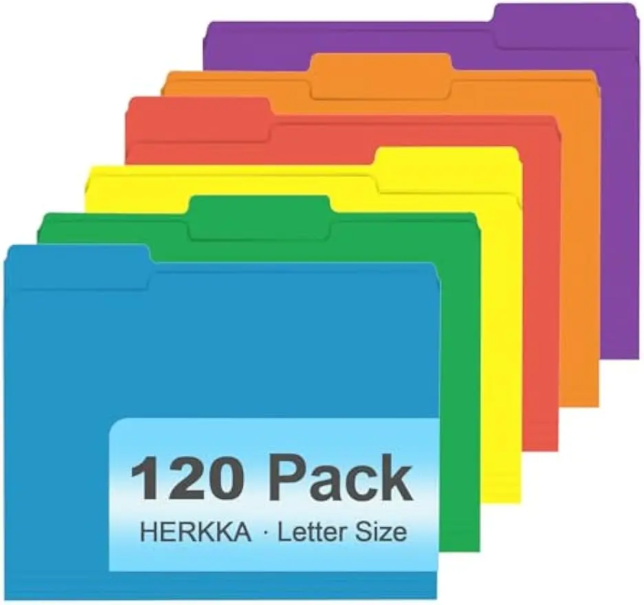 

120 Pack Colored File Folders with 1/3 Cut Tabs, Letter Size Assorted Colors for Organizing Documents