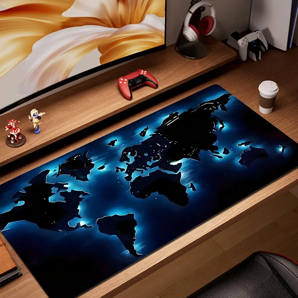 

Large Blue Glow in The Dark World Map Mouse Pad Rubber Desk Mat Table Pad Accessories Decoration Mouse Mat HYBXAXC Office Things