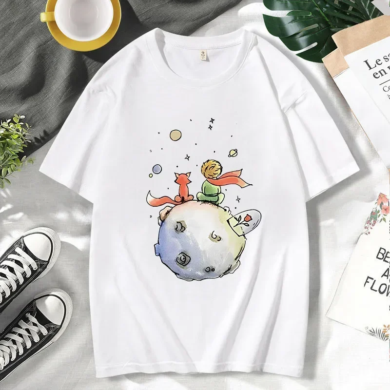 

Summer Men's T-Shirt Cotton Cartoon T-shirt Little Prince Print Graphic Tee Shirts for Women New O-Neck Short Sleeve Men Top