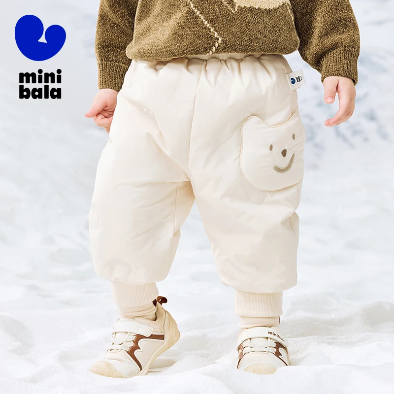 Mini Bala Down Long Pants For Boys and Girls Three-Proof 2024 Winter New Children's Pants with Cute and Comfortable Long Pants