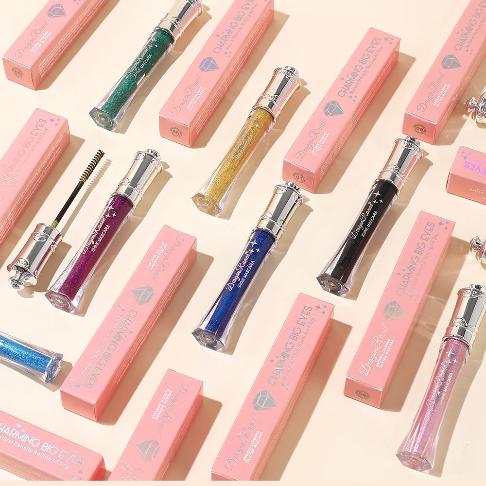 3Pcs 다이아몬드 방수 마스카라 속눈썹 컬링 글리터 실버 펄 글로시 마스카라 아이 래쉬 화장품 시니 브러쉬 젤
