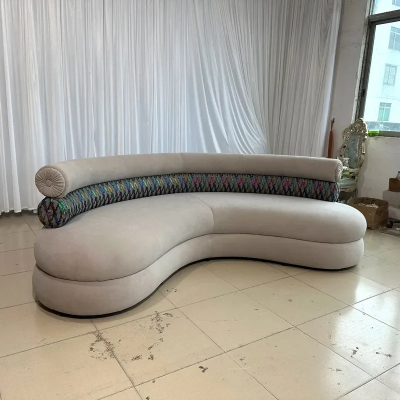 for Italian Light Luxury Curved Sofa Modern Designer Club Fabric Three Person Sofa Villa Large Flat Haute Couture Furniture