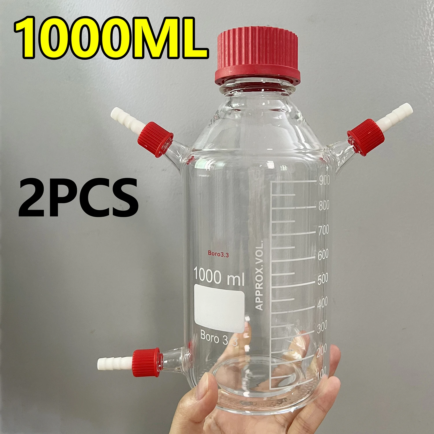 2 pieces MFC microbial reactor 1000ml electrolytic cell glass feeding bottle fermentation reaction bottle