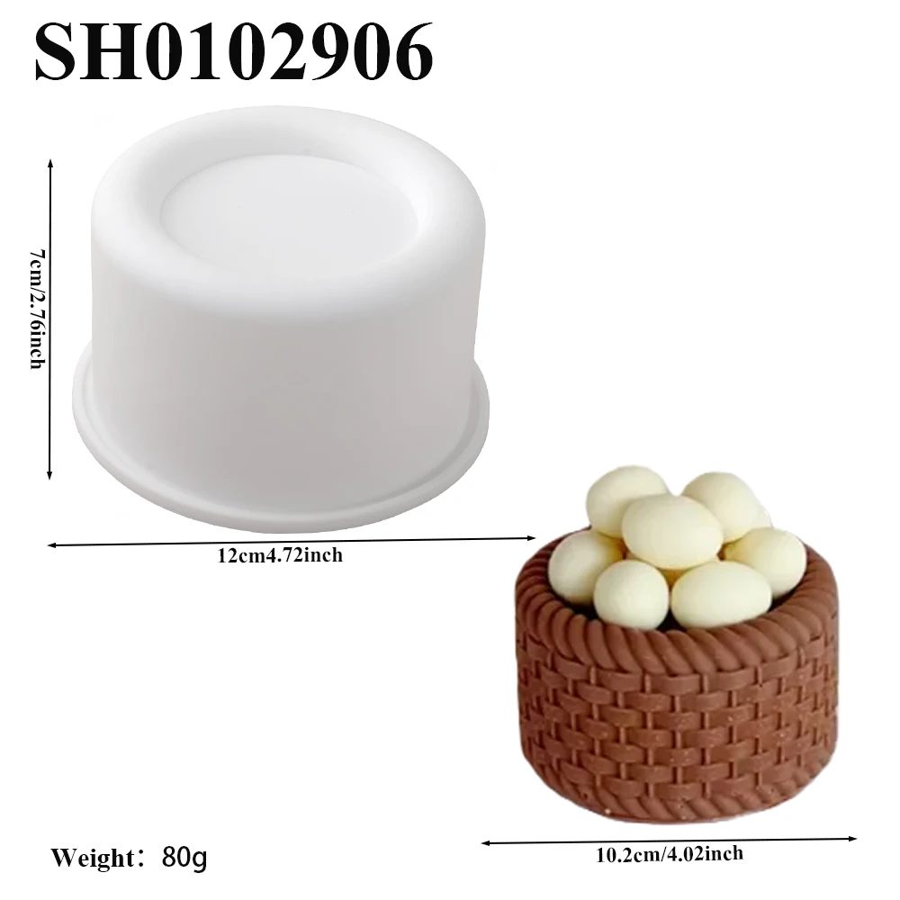 4-inch Bamboo Basket Design Mousse Cake Mold White or Black Silicone Chocolate Mold Candle Mould Kitchen Bakeware Dessert Tools