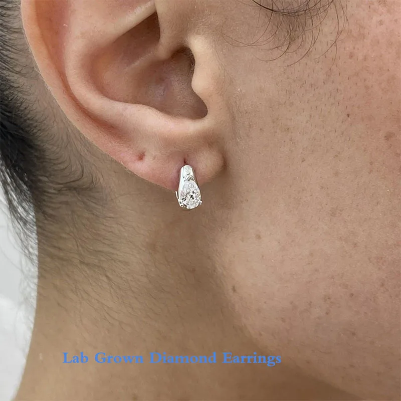 

Platinum 950 Hoop Earrings 0.80ctw DEF/VS VVS Pear Cut Lab Grown Diamond Eco Friendly Diamond Earrings Birthday Gift