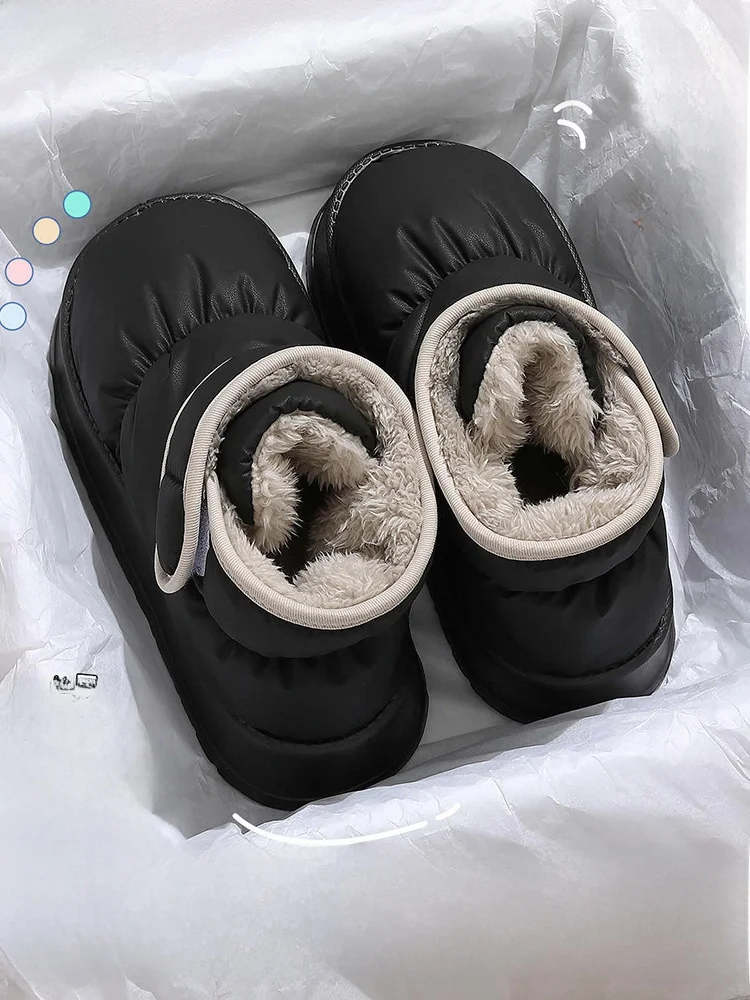 

Warm Fce Lined High Top Cotton Slippers Men's Winter Thi Bot Snow Boots with Heel Covering Cotton oes for Men Outdo...