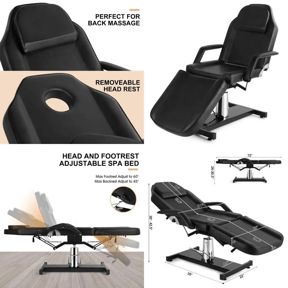 

Adjustable Tattoo Chair for Salons, Spa, and Eyelash Extension Services (Black)