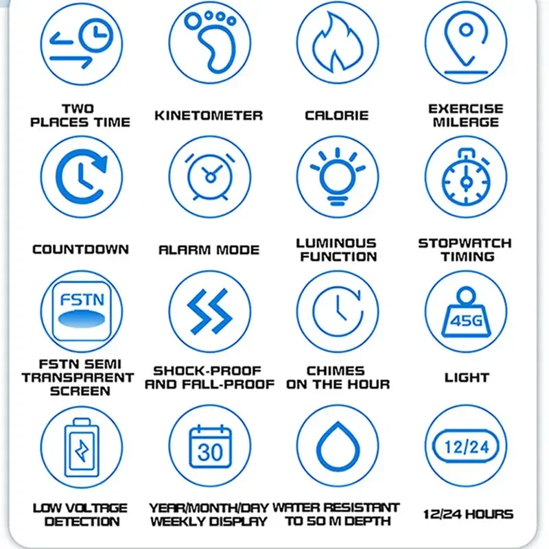 SANDA Men's Watch Pedometer Waterproof Mountaineering Outdoor Sports Style Military Multifunctional Intelligent Electron Watches