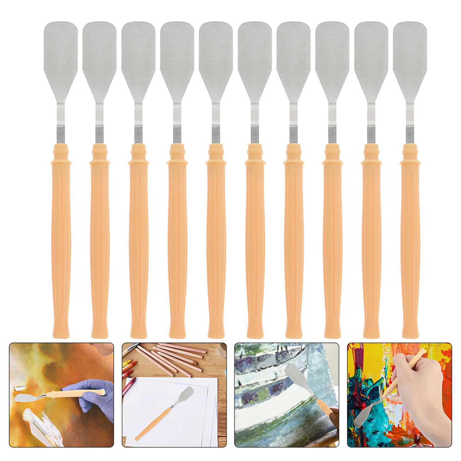 

12Pcs Metal Painting Scrapers Plastic Handle Art Painting Tools Oil Paint Spatulas Canvas Drawing Scrapers Drawing Spatula