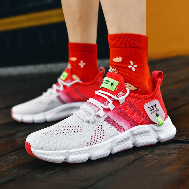 New Summer Cross Border Hollow Mesh Flying Weaving Running Shoes for Men and Women Casual and Versatile Sports Shoes for Couples