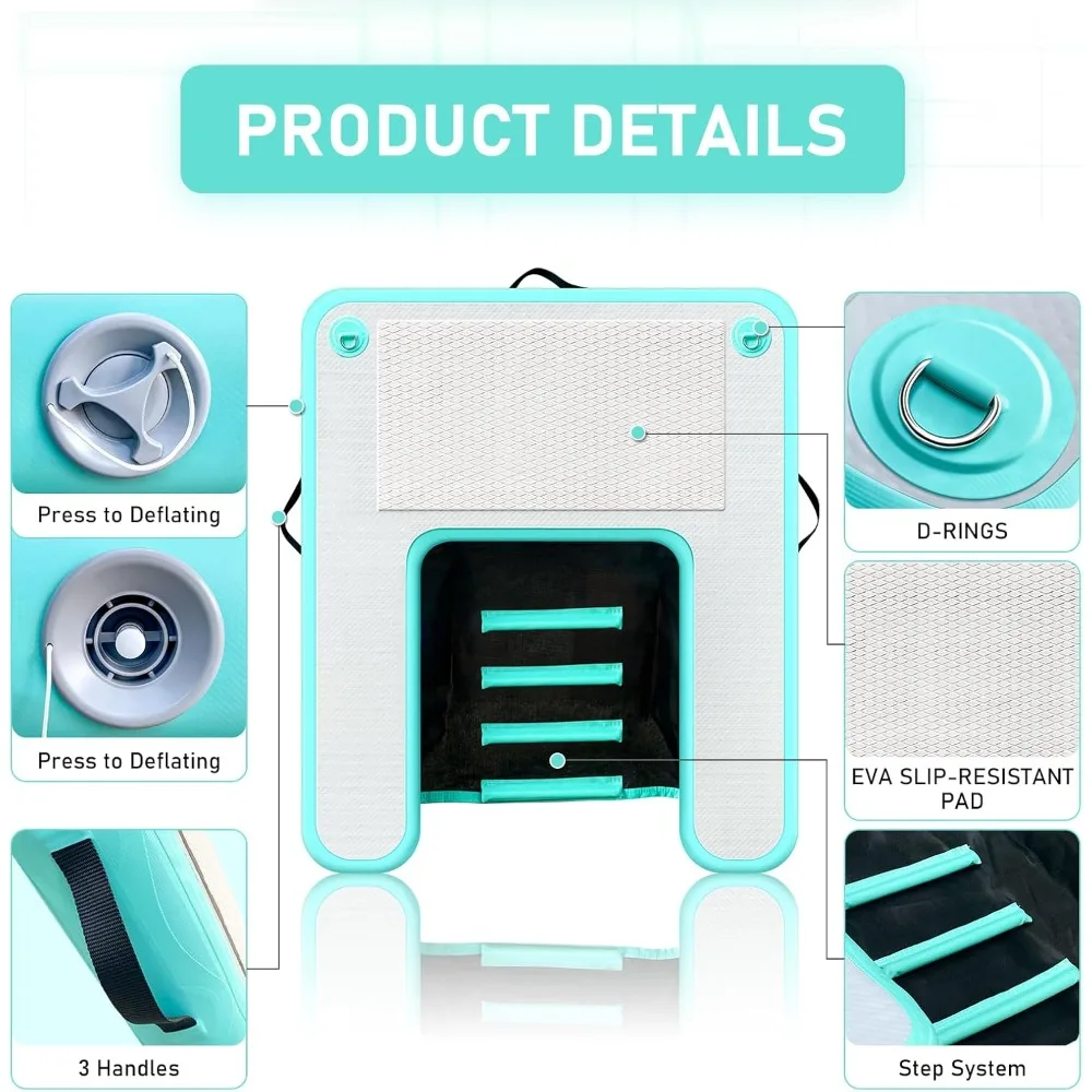 Inflatable Large Dog Water Ramp Float Floating Ramp-Swimming Pets Up to 200 Pounds Large Dogs-Inflatable Stairs for Boats