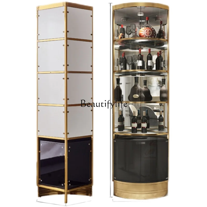 

Triangular Wine Cabinet Modern Light Luxury Corner Sideboard for Dining Room and Living Room Fan-Shaped Wall Corner