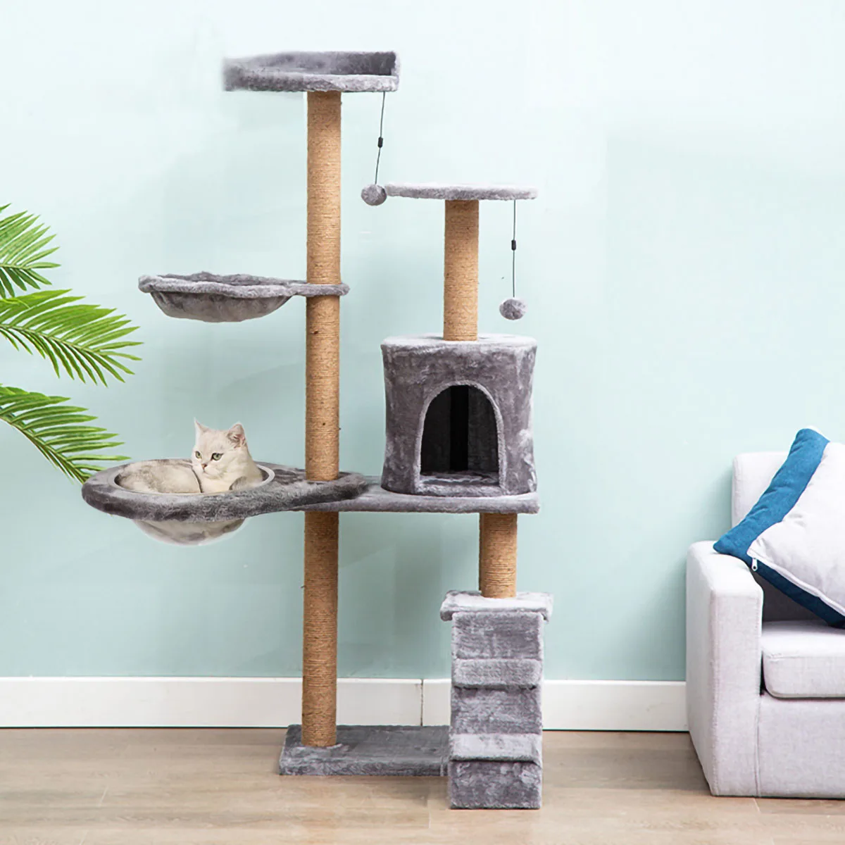 1pc-Cat spoon nest, cat climbing frame accessories, cat hammock, plush designed cat frame nest