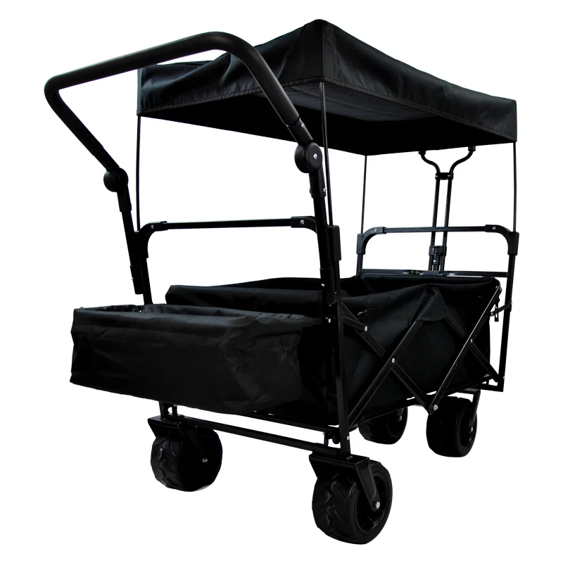 Uni-Silent Outdoor Collapsible Foldable Carry Trolley Camping Wagon Folding Utility Wagon with Canopy for Beach FW100A