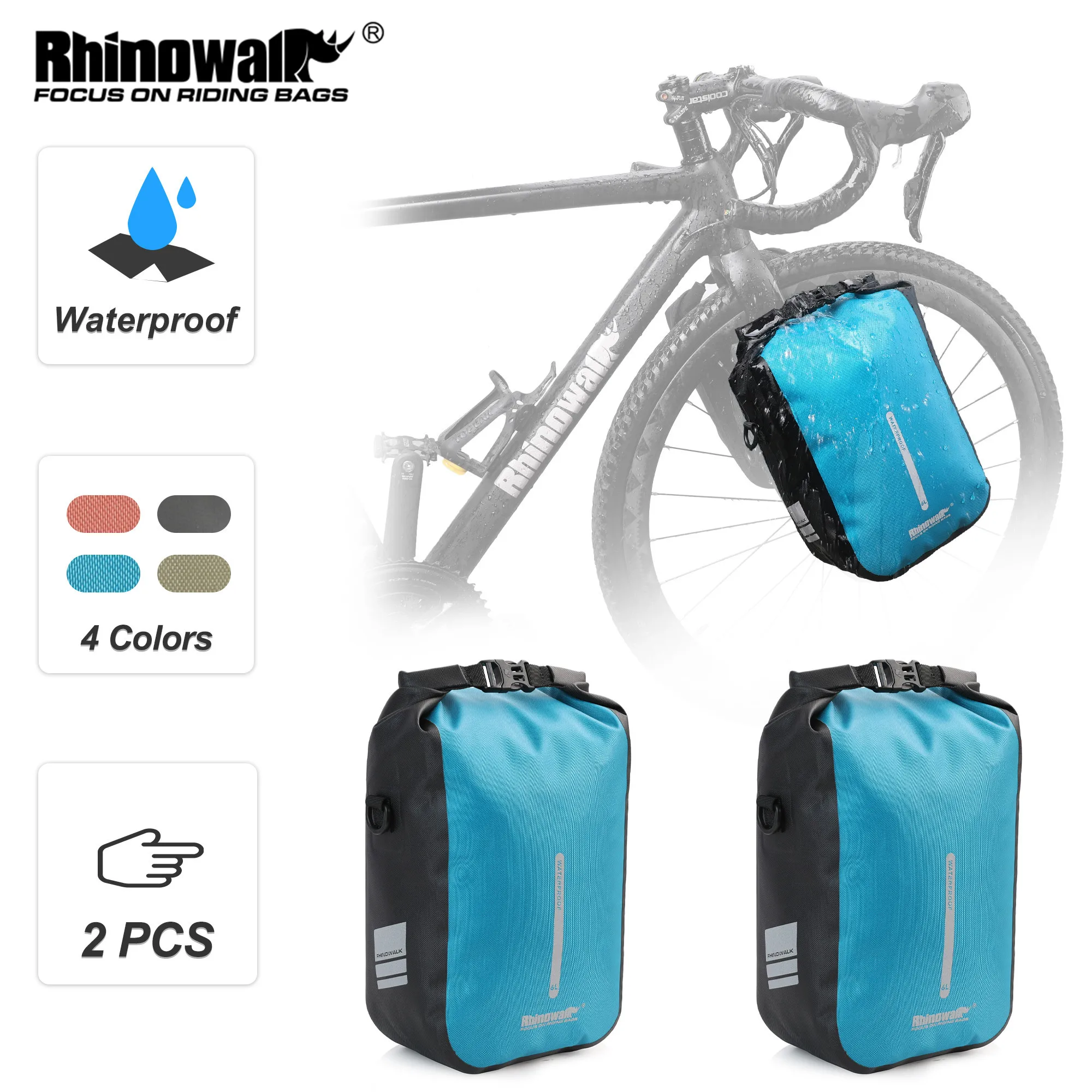 Rhinowalk Bike Fork Bag Waterproof 2 Piece 4L 6LQuick Release Cycling Bicycle Front Pack Mount Electric Scooter Vehicle Bag