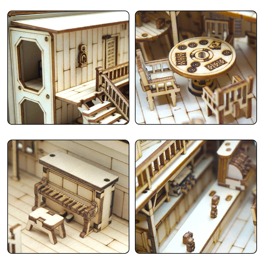 OUZEY Wild West Saloon Puzzles 3D en bois Kits de modèles de noël en bois construire les meilleurs cadeaux pour enfants adultes