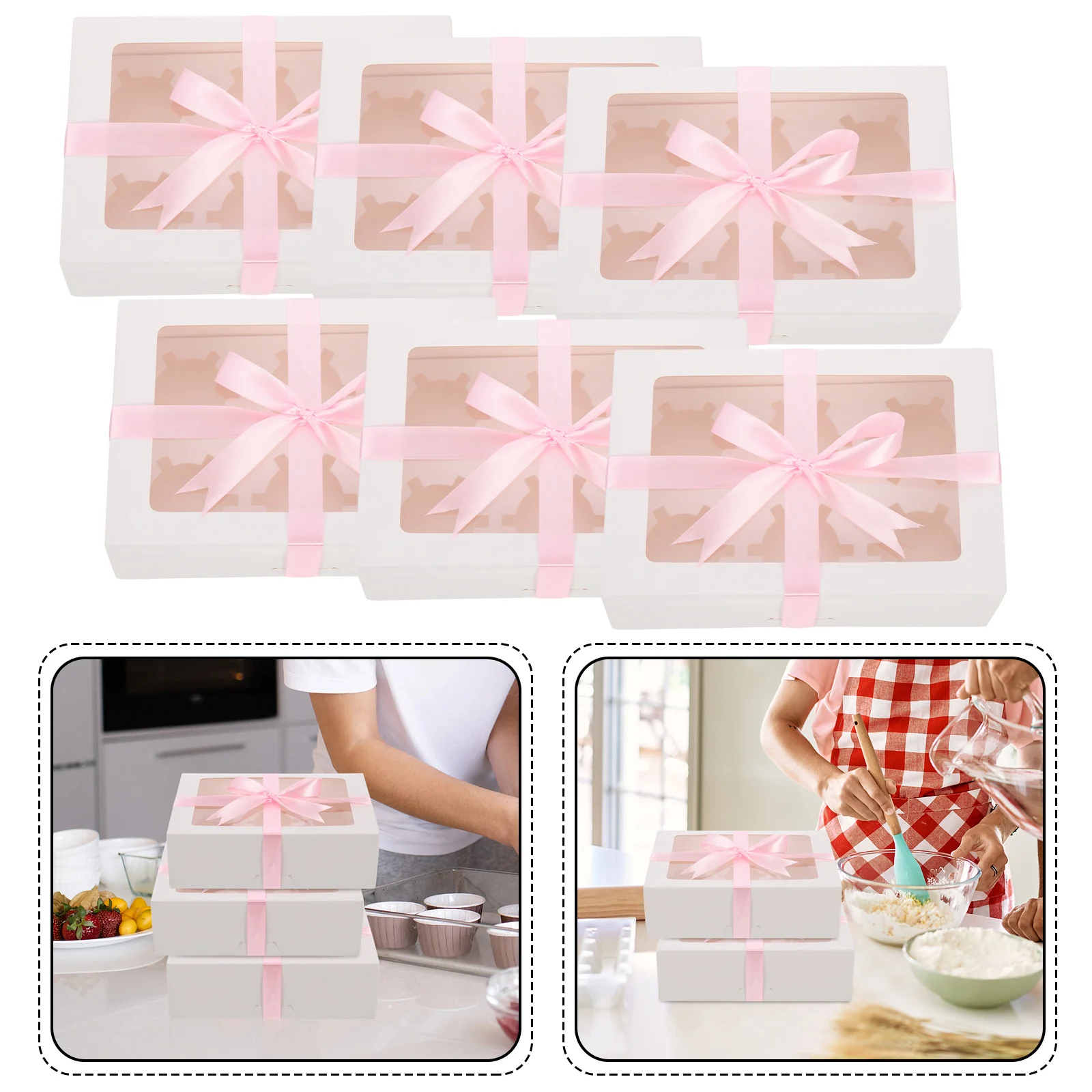 1 set scatola di carta per crostata di uova finestra trasparente porta torta scatola per imballaggio pasticceria scatole per crostata di uova con finestra