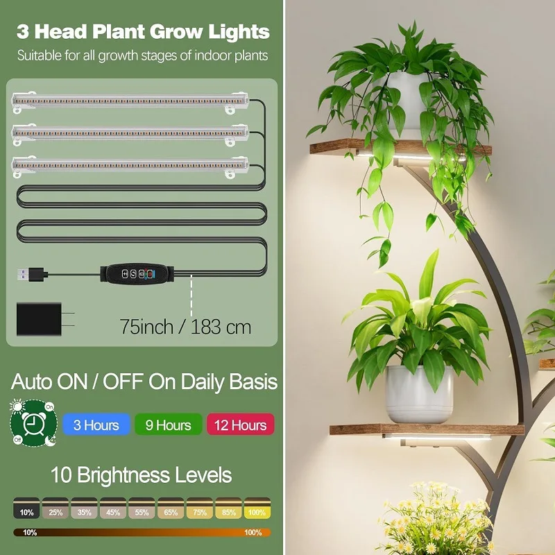LED plant growth light strip, warm light, hard light strip, four-level dimming, supplemental light for succulents, flowers