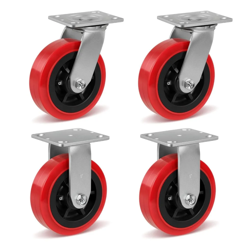 Industrial Caster, Polyurethane on Polypropylene Wheel- Casters Set of 4 Heavy Duty - 4800LB Total Capacity - Widely Used