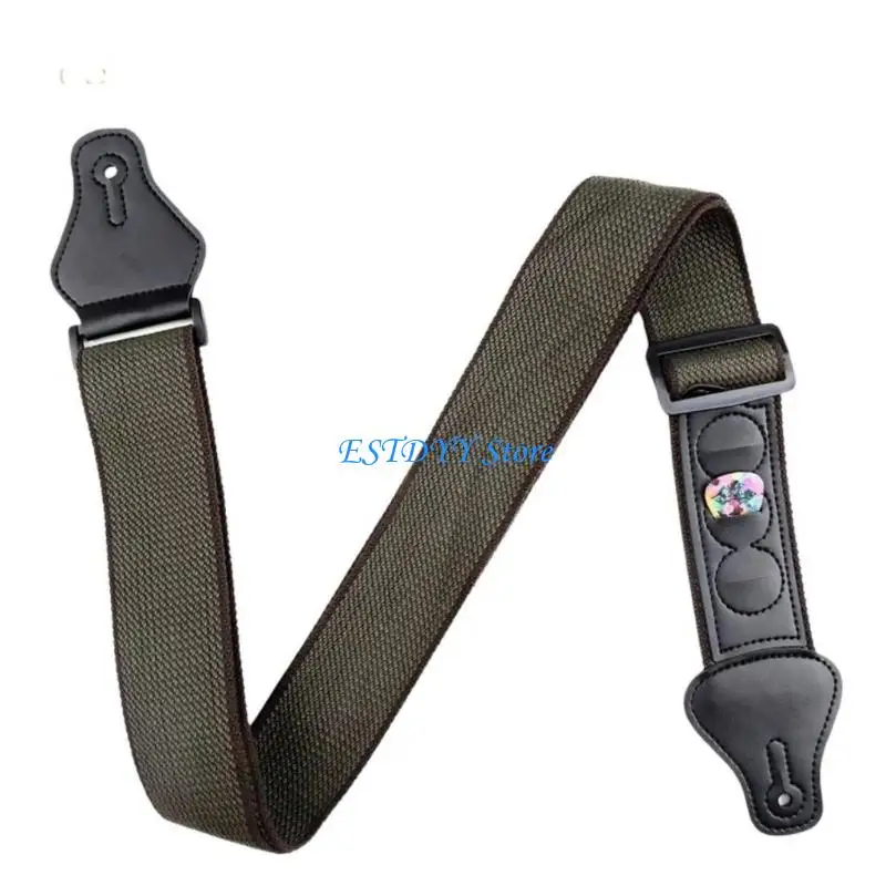 G6DE Comfortable Guitar Strap Weave Strap Cotton Weaving Breathable Leather Ends Strap For Bass Electric & Acoustic Guitar