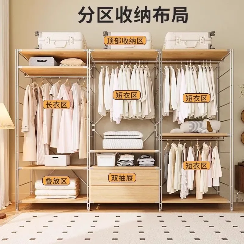Open Wardrobe Hanger Rack Hanger Minimalist Steps Into Open Heavy Duty Clothing Rack with 2 Hanging Rods Wardrobe Closet Organ