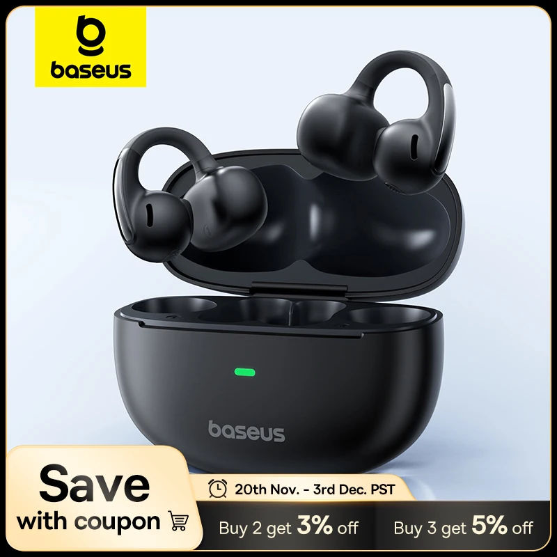 Baseus Bowie MC1 pince d'oreille couteurs sans fil Bluetooth 5.4 couteurs  oreille ouverte couteurs de sport  clipser IP57 tanche AI-basse