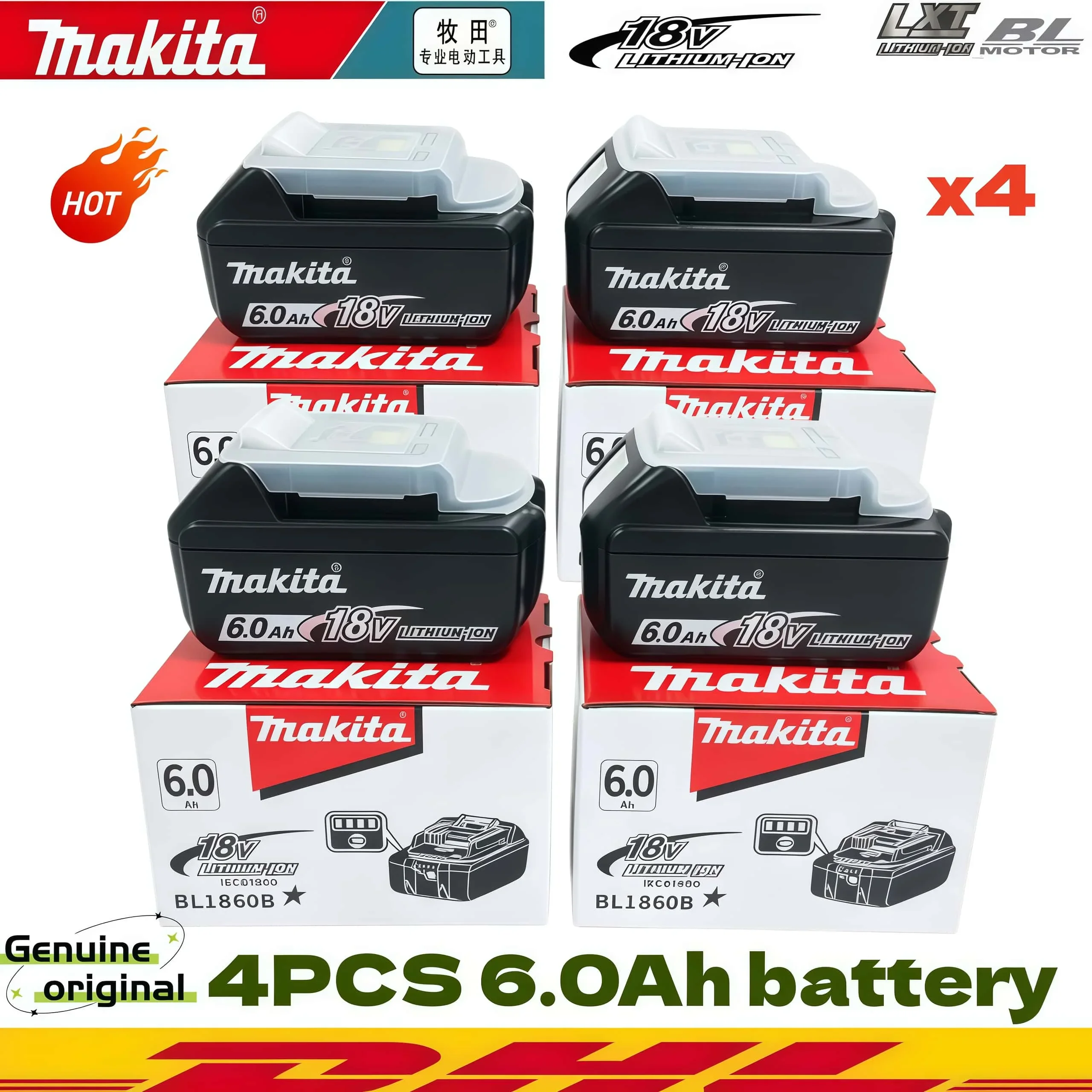 Original Makita 18V 6Ah Battery Power Tool BL1860B Lithium-Ion Substitute LXT BL1850B BL1840B 18V Screwdriver with BMS TPCELL