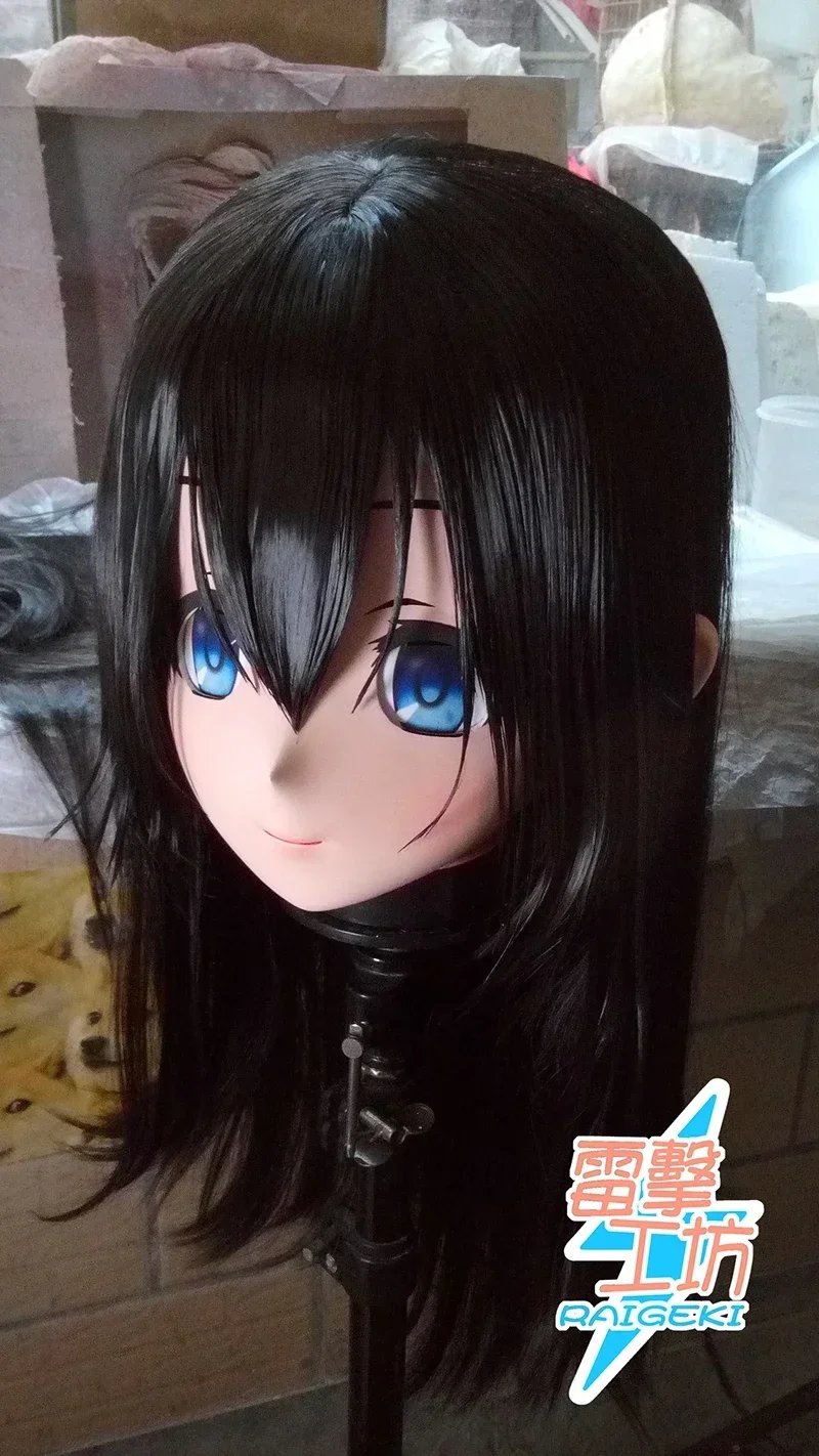 (RAIGEKI MAKS) Resin Full Head Female/Girl Kigurumi Anime Cosplay Masks Crossdress Japan Role Lolita Crossdresser DOLL BJD Cos