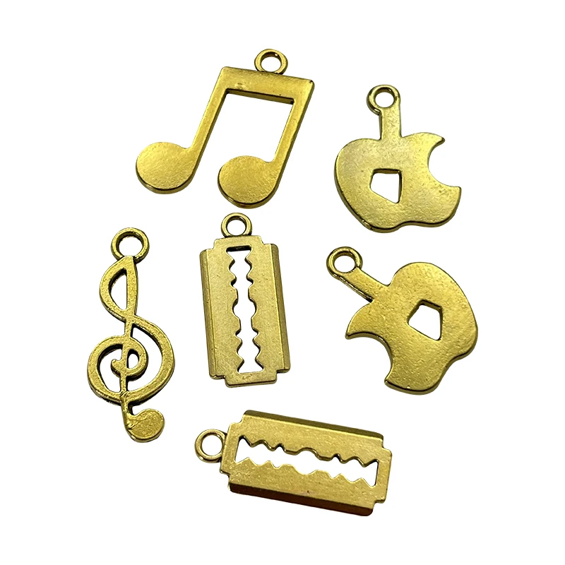 20pcs Charms Musical Note Blade Apple Antique Silver Gold Color Jewelry Findings DIY Handmade Earrings Necklace Wholesale Craft