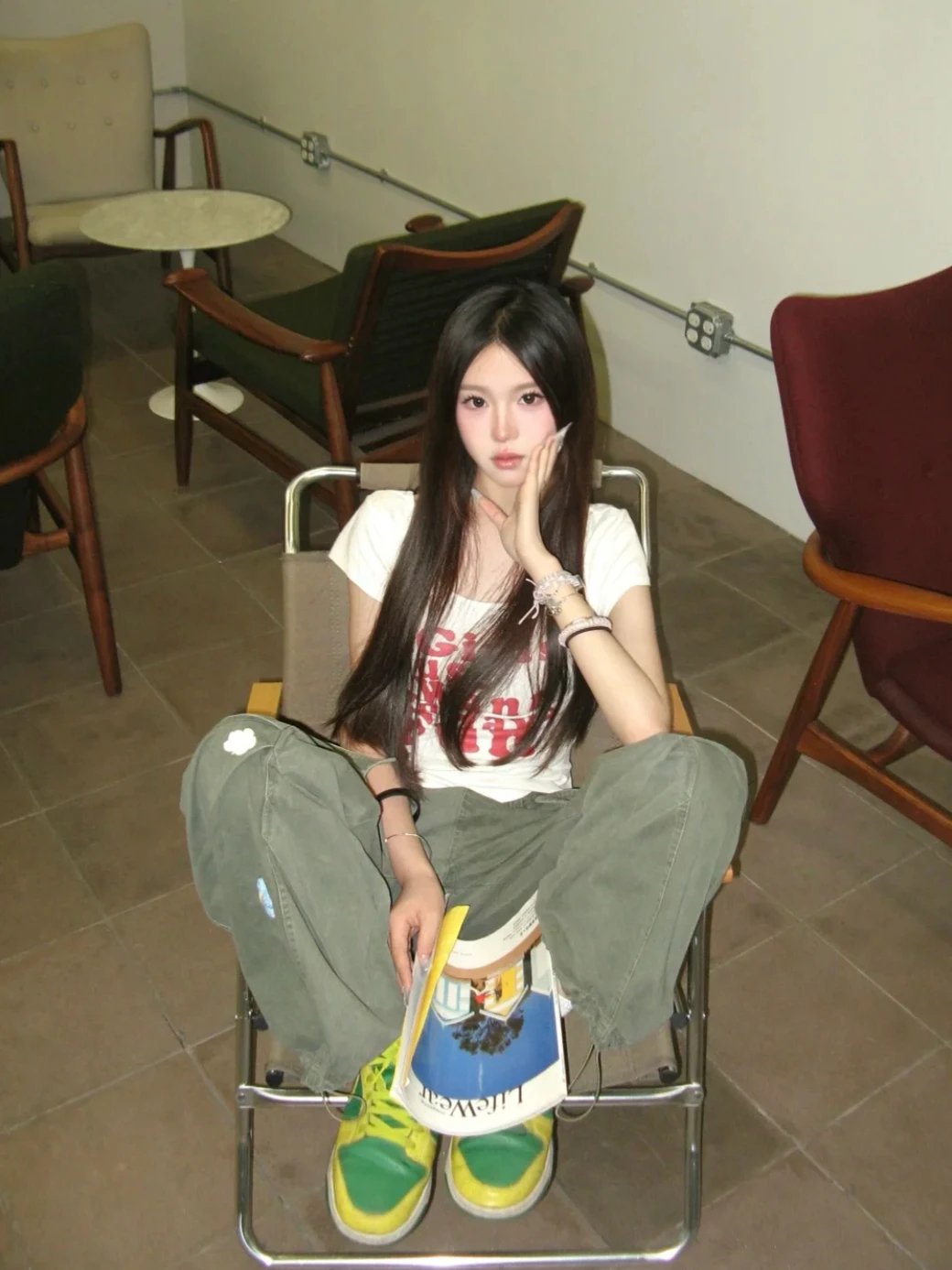 White Slim Fit ort Sve U Ne T irt Summer Faion Letter Print Design Korean Sle Commute Cotton Polyester Blend